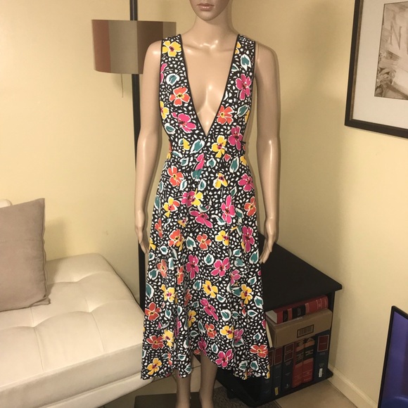 topshop 80s floral pinafore dress